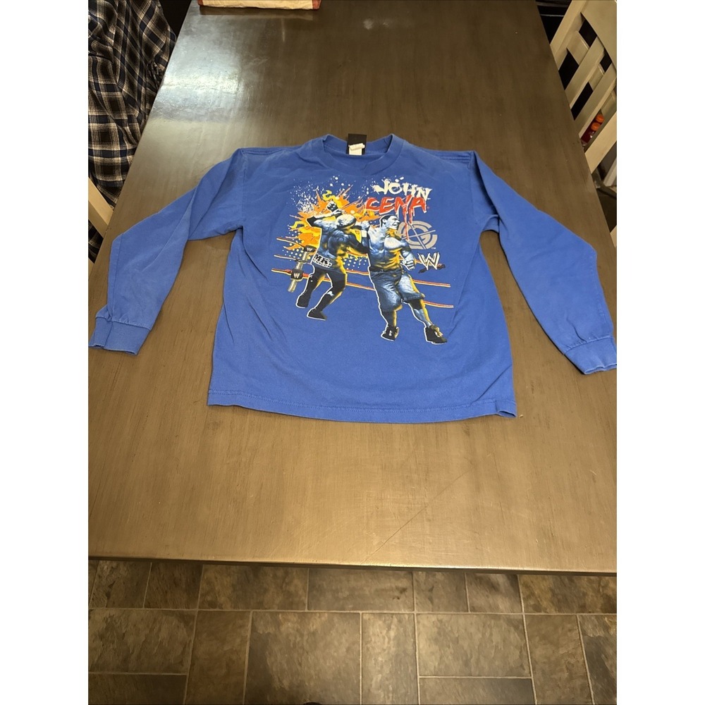 John Cena T Shirt Youth X‎ Large  WWE Long Sleeve Blue Hybrid